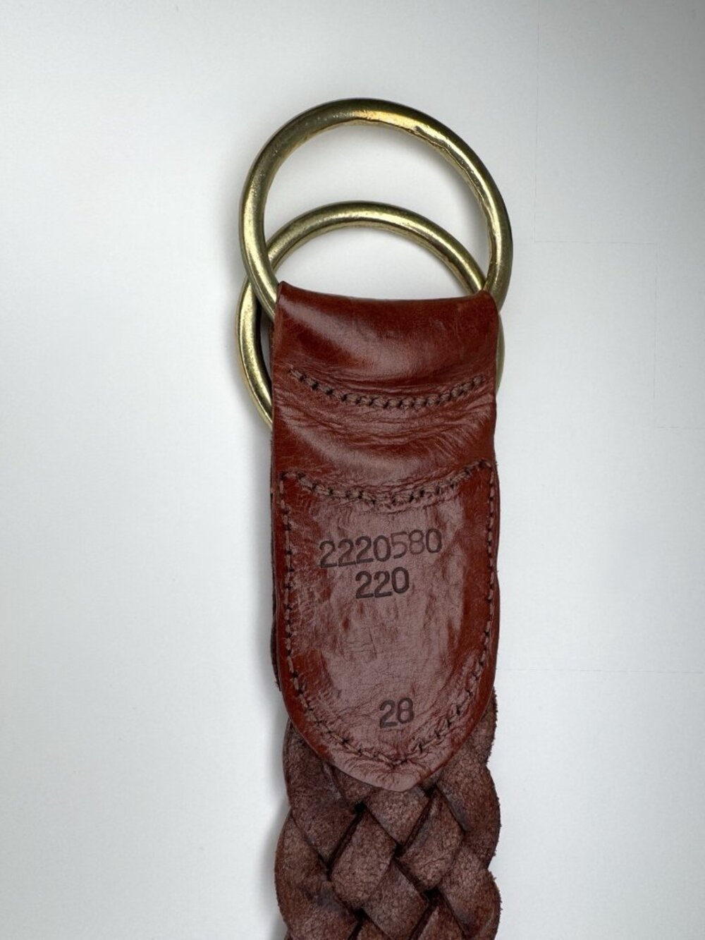 Polo Ralph Lauren Brown leather belt double O-ring Brass buckle - Picture 3 of 8